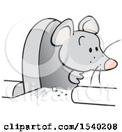 Poster, Art Print Of Gray Mouse Peeking Out Of A Hole In The Wall