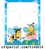 Clipart Of A Border With Honey Bees Royalty Free Vector Illustration