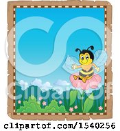 Clipart Of A Parchment Border With A Honey Bee Royalty Free Vector Illustration