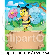 Poster, Art Print Of Parchment Scroll And Honey Bee
