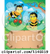 Poster, Art Print Of Parchment Scroll And Honey Bees
