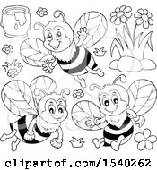 Poster, Art Print Of Black And White Honey Bees