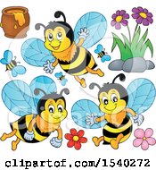 Clipart Of Honey Bees Royalty Free Vector Illustration