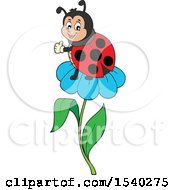 Clipart Of A Ladybug On A Daisy Flower Royalty Free Vector Illustration