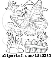 Clipart Of Black And White Butterflies Royalty Free Vector Illustration