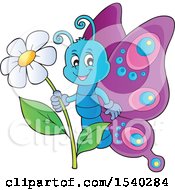 Poster, Art Print Of Butterfly Holding A Flower