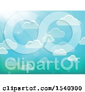 Clipart Of A Background Of Clouds In A Sunny Sky Royalty Free Vector Illustration
