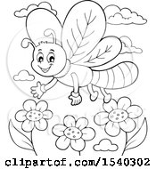 Clipart Of A Black And White Dragonfly Royalty Free Vector Illustration by visekart