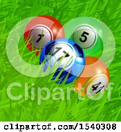 Poster, Art Print Of Lottery Or Bingo Balls One Looking Like A Soccer Ball In Grass