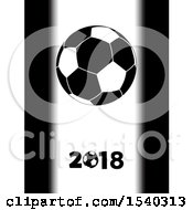 Clipart Of A Black And White Soccer Ball Over 2018 Within Panels Royalty Free Vector Illustration