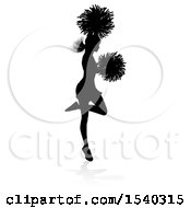 Poster, Art Print Of Silhouetted Cheerleader Jumping With A Reflection Or Shadow