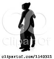 Poster, Art Print Of Silhouetted Mother Father And Son With A Shadow On A White Background