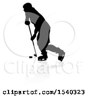 Poster, Art Print Of Silhouetted Hockey Player With A Reflection Or Shadow