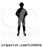 Poster, Art Print Of Silhouetted Male Soldier With A Reflection Or Shadow On A White Background