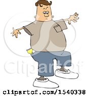 Clipart Of A White Man Walking In Booties Royalty Free Vector Illustration
