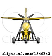 Poster, Art Print Of Yellow Design Mascot Man In Ultralight Aircraft Front View