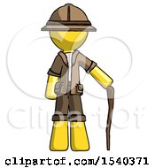 Poster, Art Print Of Yellow Explorer Ranger Man Standing With Hiking Stick