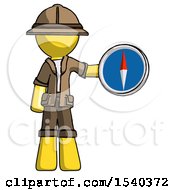 Poster, Art Print Of Yellow Explorer Ranger Man Holding A Large Compass