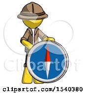 Poster, Art Print Of Yellow Explorer Ranger Man Standing Beside Large Compass