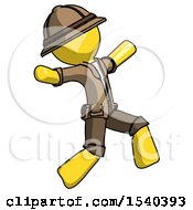Poster, Art Print Of Yellow Explorer Ranger Man Running Away In Hysterical Panic Direction Right