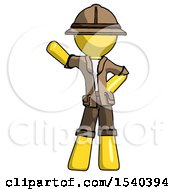 Poster, Art Print Of Yellow Explorer Ranger Man Waving Right Arm With Hand On Hip