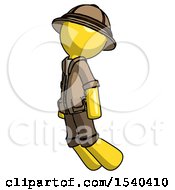 Poster, Art Print Of Yellow Explorer Ranger Man Floating Through Air Left