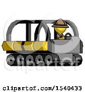 Poster, Art Print Of Yellow Explorer Ranger Man Driving Amphibious Tracked Vehicle Side Angle View