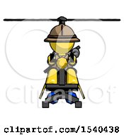 Yellow Explorer Ranger Man Flying In Gyrocopter Front View