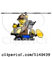 Yellow Explorer Ranger Man Flying In Gyrocopter Front Side Angle View