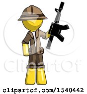 Poster, Art Print Of Yellow Explorer Ranger Man Holding Automatic Gun