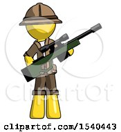 Poster, Art Print Of Yellow Explorer Ranger Man Holding Sniper Rifle Gun