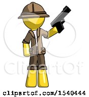 Poster, Art Print Of Yellow Explorer Ranger Man Holding Handgun