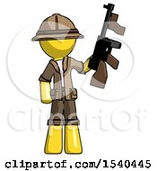 Poster, Art Print Of Yellow Explorer Ranger Man Holding Tommygun