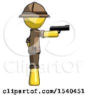 Poster, Art Print Of Yellow Explorer Ranger Man Firing A Handgun