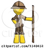 Poster, Art Print Of Yellow Explorer Ranger Man Holding Staff Or Bo Staff