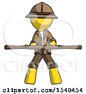 Poster, Art Print Of Yellow Explorer Ranger Man Bo Staff Kung Fu Defense Pose