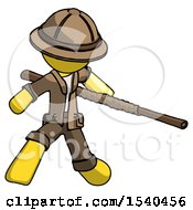 Poster, Art Print Of Yellow Explorer Ranger Man Bo Staff Action Hero Kung Fu Pose