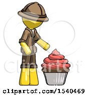 Yellow Explorer Ranger Man With Giant Cupcake Dessert