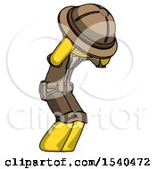 Poster, Art Print Of Yellow Explorer Ranger Man With Headache Or Covering Ears Turned To His Right