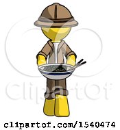 Poster, Art Print Of Yellow Explorer Ranger Man Serving Or Presenting Noodles