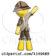 Poster, Art Print Of Yellow Explorer Ranger Man Waving Emphatically With Left Arm