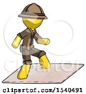 Poster, Art Print Of Yellow Explorer Ranger Man On Postage Envelope Surfing