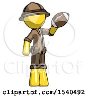 Poster, Art Print Of Yellow Explorer Ranger Man Holding Football Up