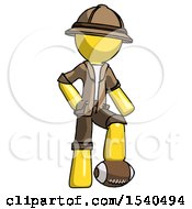 Poster, Art Print Of Yellow Explorer Ranger Man Standing With Foot On Football