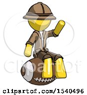 Poster, Art Print Of Yellow Explorer Ranger Man Sitting On Giant Football