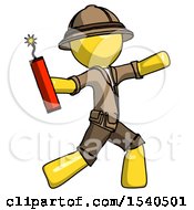 Poster, Art Print Of Yellow Explorer Ranger Man Throwing Dynamite