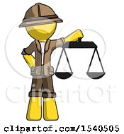 Poster, Art Print Of Yellow Explorer Ranger Man Holding Scales Of Justice