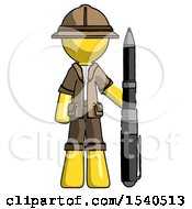 Yellow Explorer Ranger Man Holding Large Pen