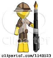 Poster, Art Print Of Yellow Explorer Ranger Man Holding Giant Calligraphy Pen