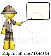 Poster, Art Print Of Yellow Explorer Ranger Man Giving Presentation In Front Of Dry-Erase Board